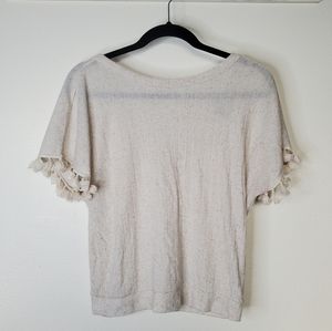 Reserved blouse with pom pond fringe